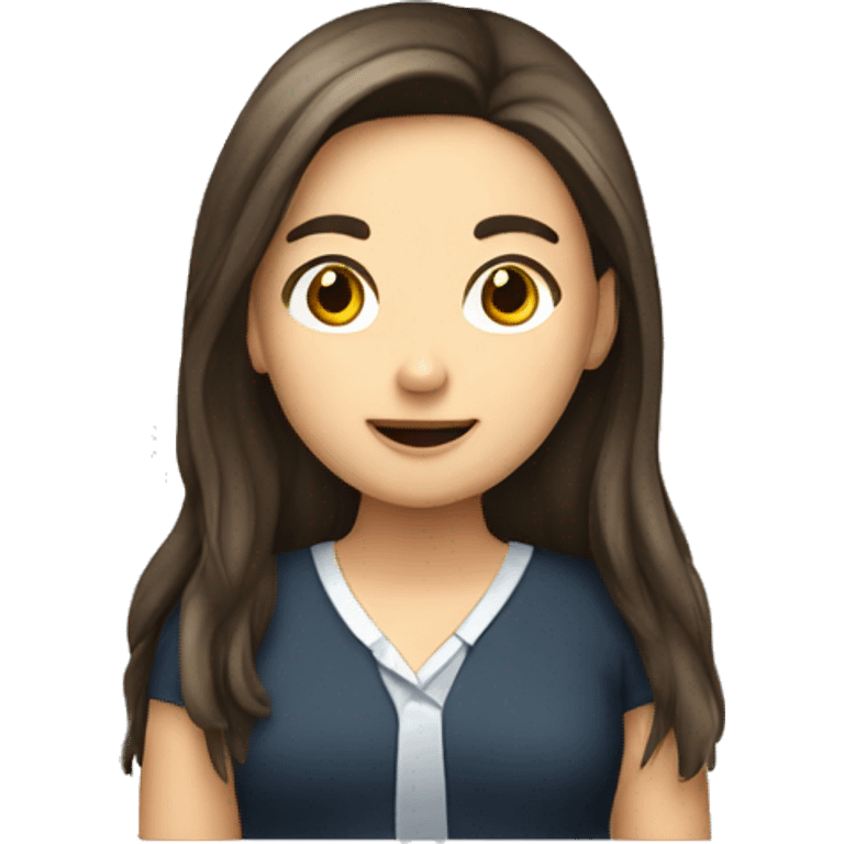 chubby, long hair, brunette, teacher, young, pretty emoji