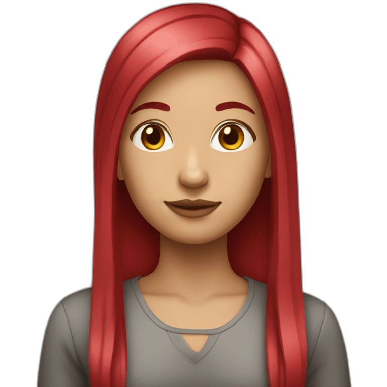 girl-long-straight-rosered-hair-like emoji