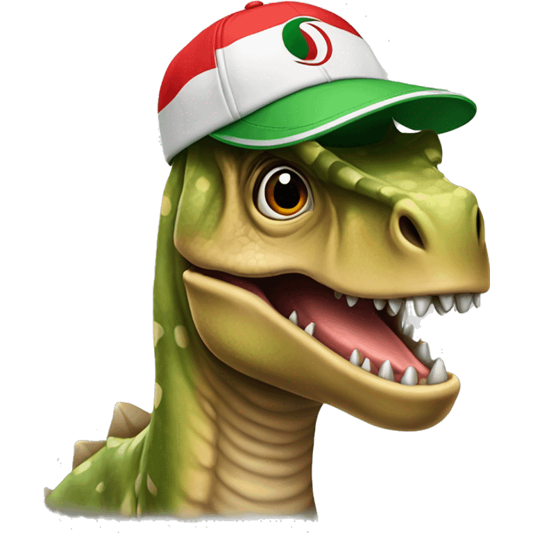 Dinosauro sugli sci con cappello del Milan  emoji