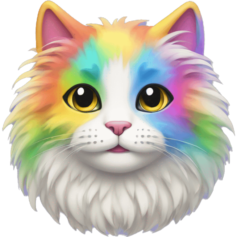 fluffy colorful rainbow cat emoji