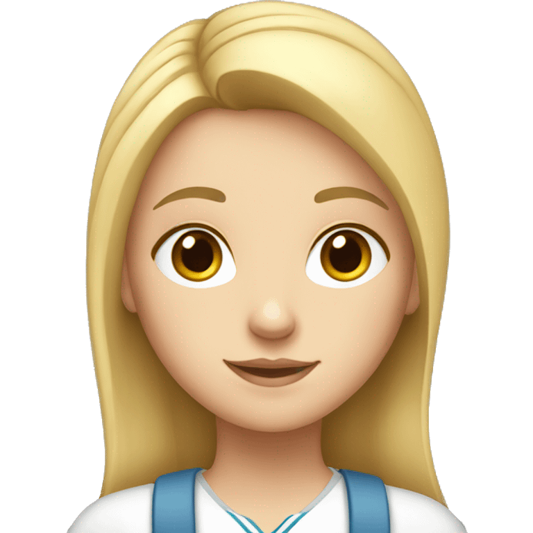 a young white girl, with school wear emoji