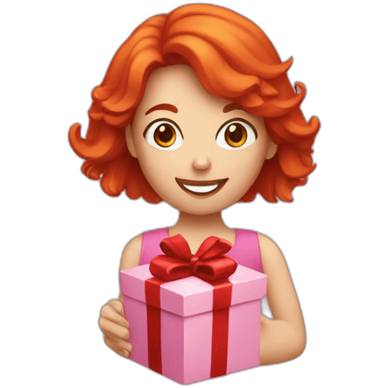 red head person holding a gift emoji