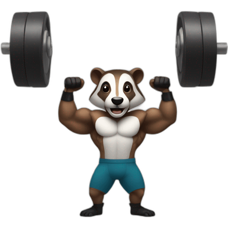 badger with muscles lifting weights emoji