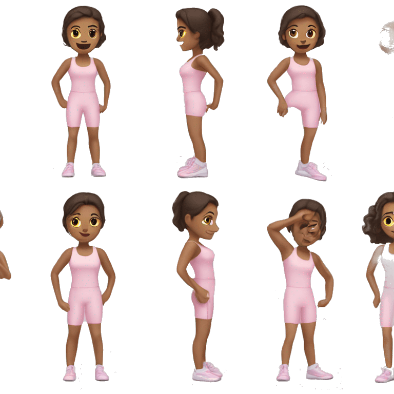 brunette girl  in light pink clothes exercising emoji