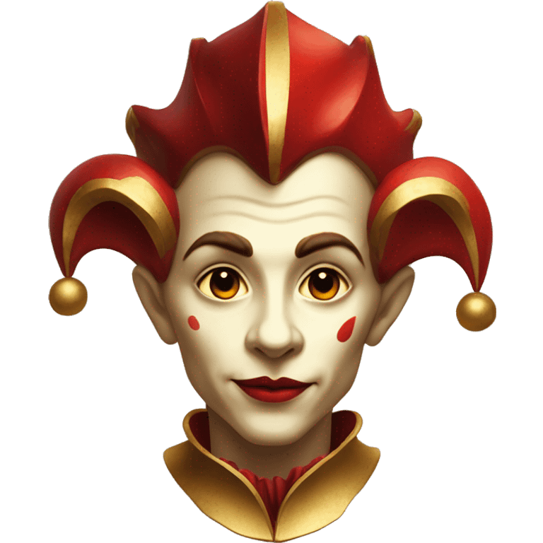 Vintage Jester high cheekbones, red, gilded  emoji