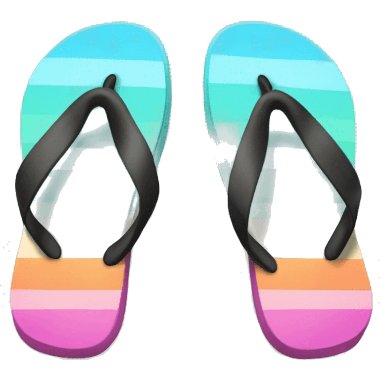 Realistic pair of striped summer flip flops isolated. emoji