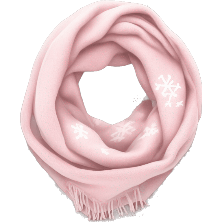 Realistic light pink with white snowflakes winter scarf isolated. emoji