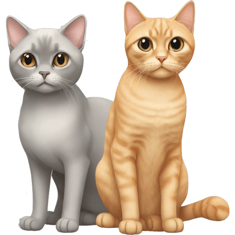 three cats: an orange shorthair, a grey persian cat and a siamese  emoji