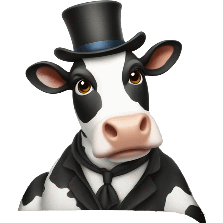 Cow wearing a top hat on a boat emoji