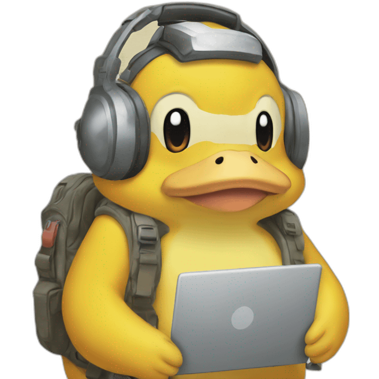 Psyduck pokemon with computer emoji