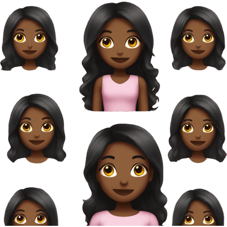 Pink thanksgiving black girl with long black hair  emoji