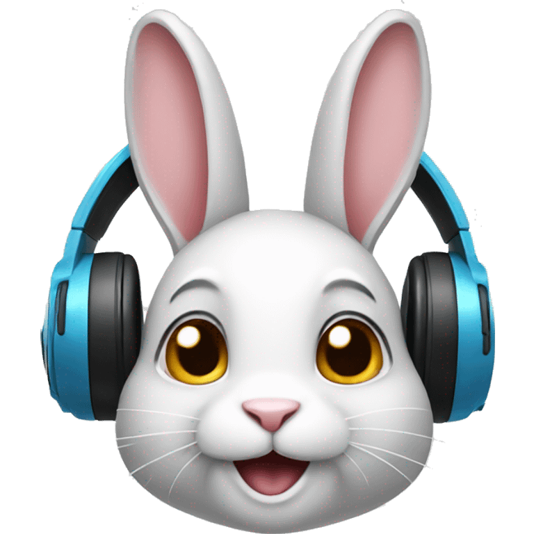 A rabbit is wearing headphones emoji