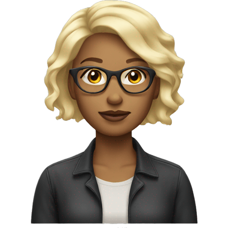 Woman Glasses blonde short hair emoji