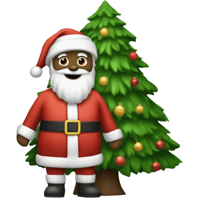 Santa with Christmas treee emoji