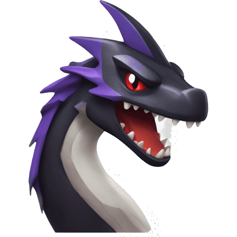 Black Cool Edgy Nargacuga-Garchomp-Noivern Fakémon  with White and Red and purple and black Edgy markings emoji