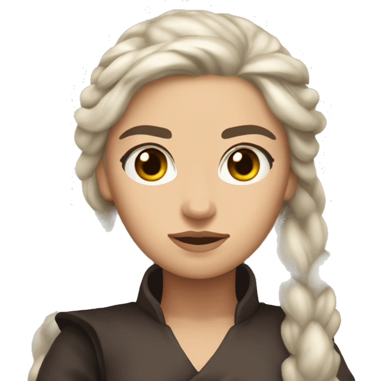 daenerys tan skin dark brown eyes long hair dark clothing serious emoji