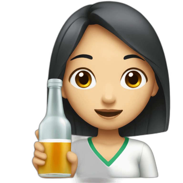 Indonesian girl drinking soju bottle emoji