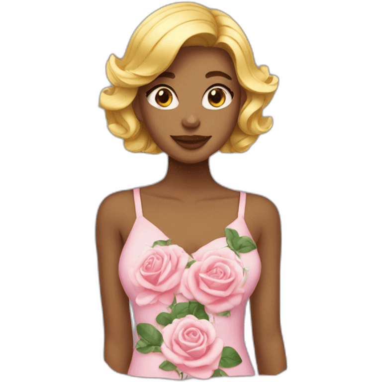 fille blonde fleur rose emoji