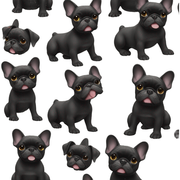 smiling girl with black hair and black french bulldog emoji