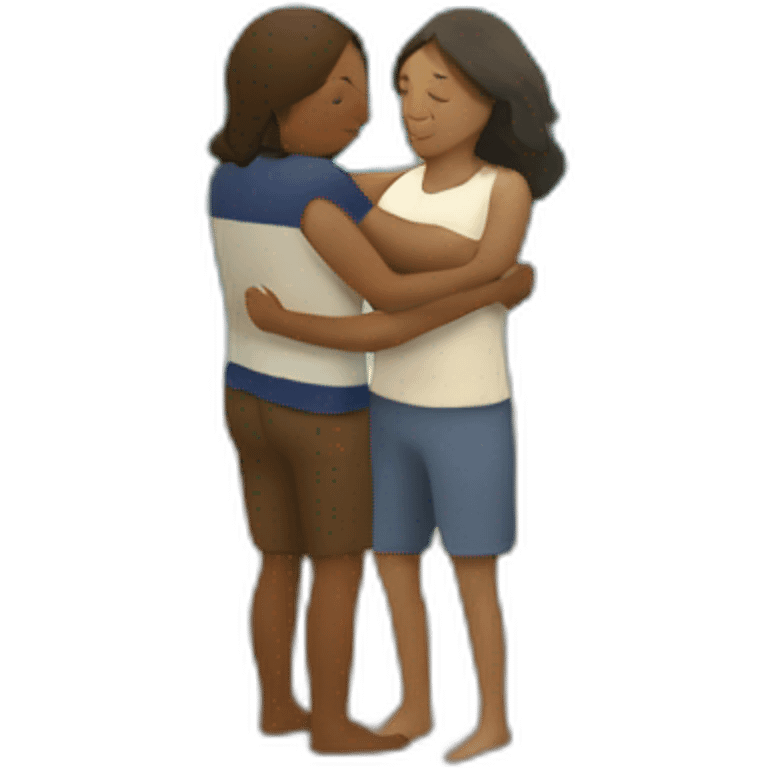 young metis Man and white woman hug love at the beach emoji