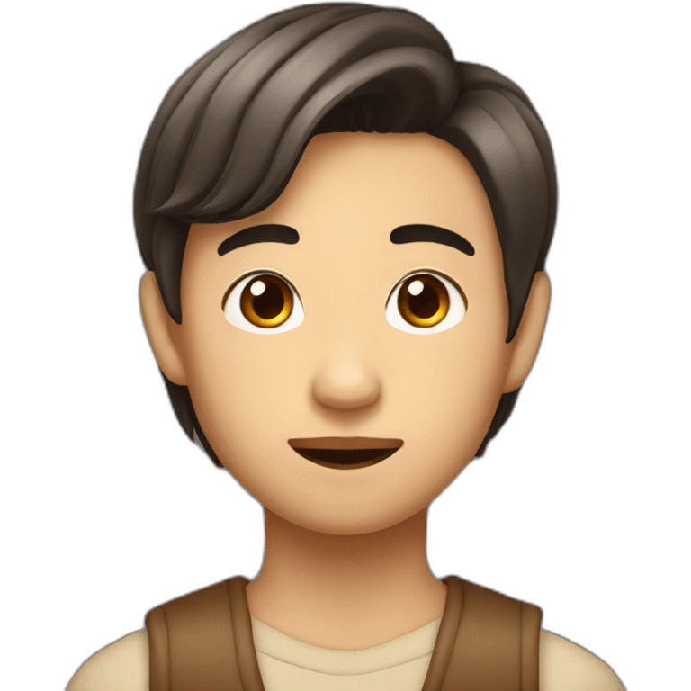 asian boy with brown curtains hairstyle and sharp angled jaw emoji