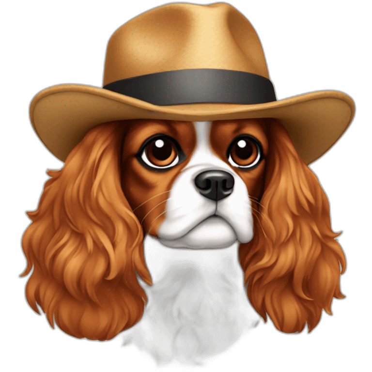 Dog Cavalier King Charles Spaniel in a hat emoji