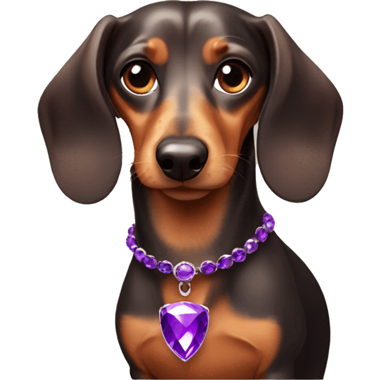 dachshund with purple jewel emoji