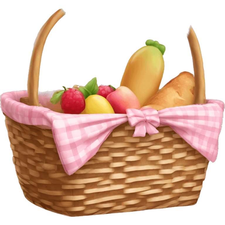 Picnic  basket in light pink bow emoji