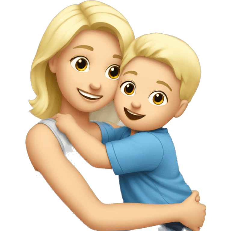 baby boy hug mommy blonde emoji