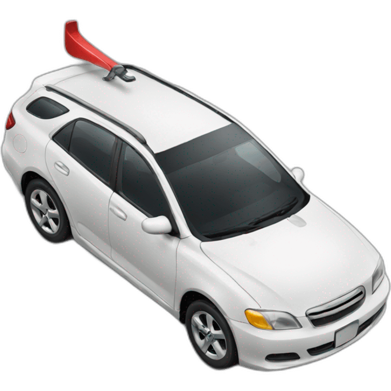 a car with a red hook emoji