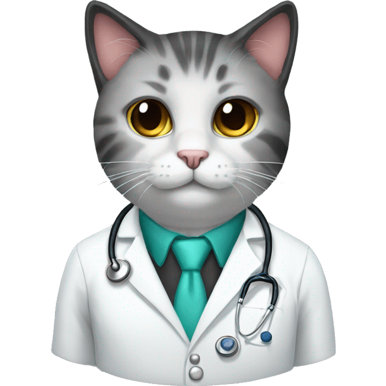 Doctor cat with black fur emoji