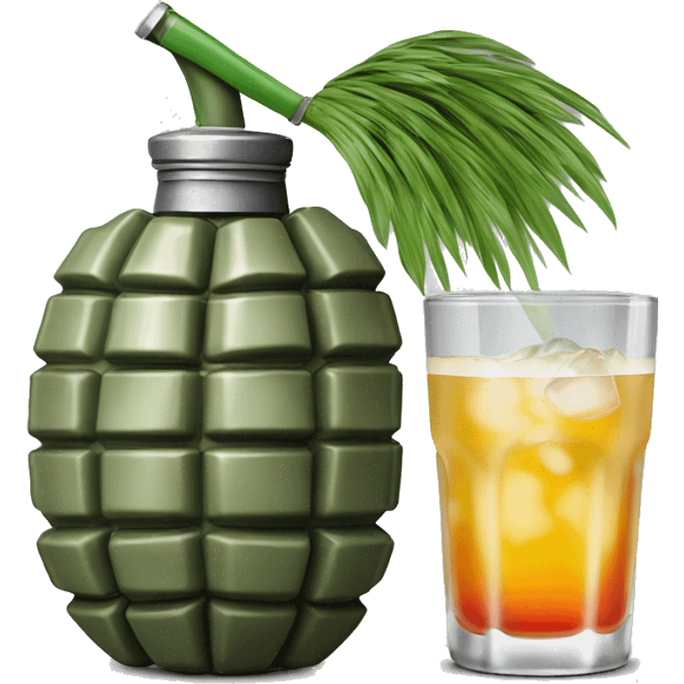 Realistic new orleans hand grenade cocktail drink isolated.  emoji