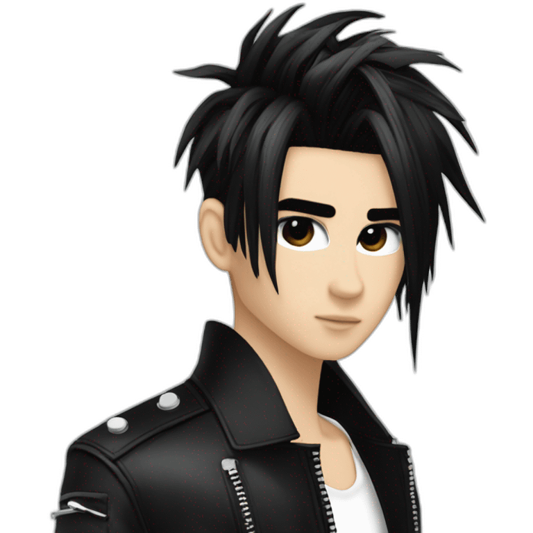 Bill Kaulitz black hair down with blonde highlights emo emoji