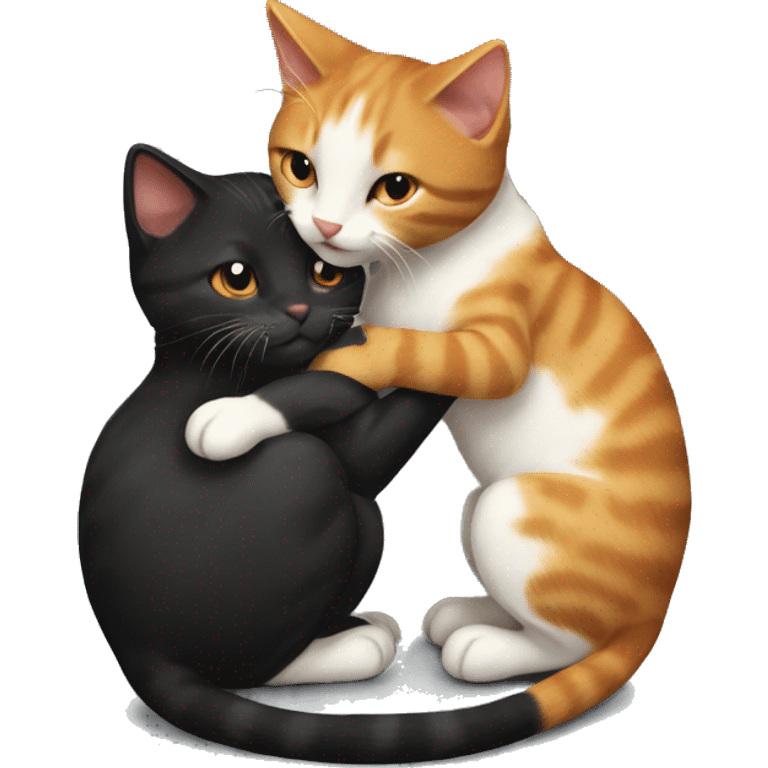 Black and ginger kitty touch each other with nouse  emoji