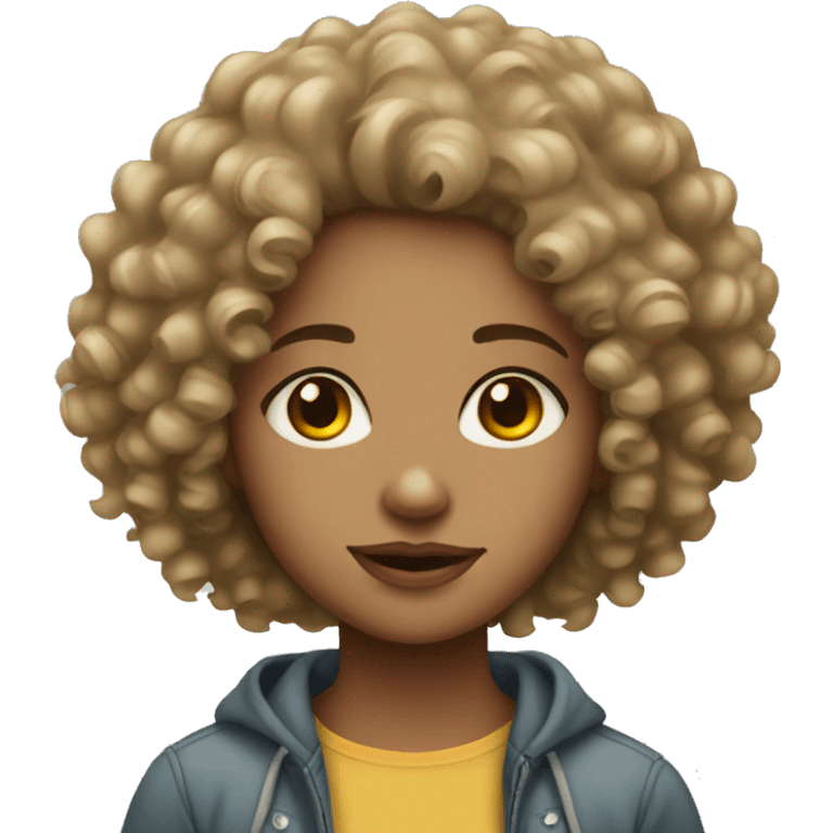 Thick light skin curly haired girl emoji