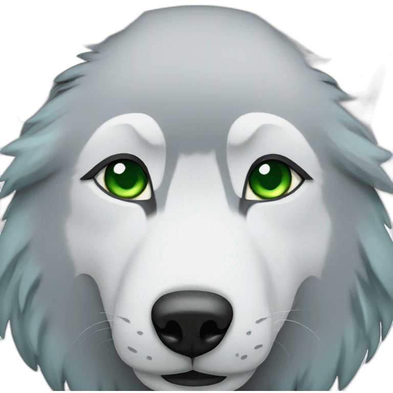 Grey Wolf blue and green eyes emoji