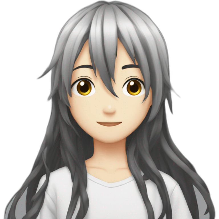 Anime boy black long hair emoji