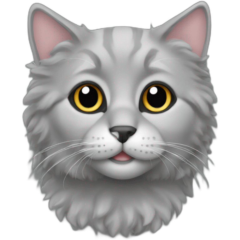 Grey curly cat black nose emoji