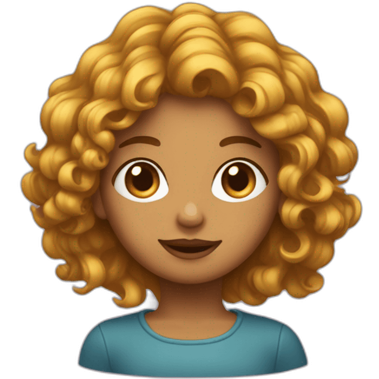 Fille avec des cheveux ondulée emoji