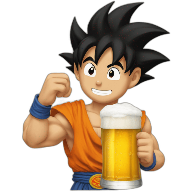 Goku tomando una cerveza emoji