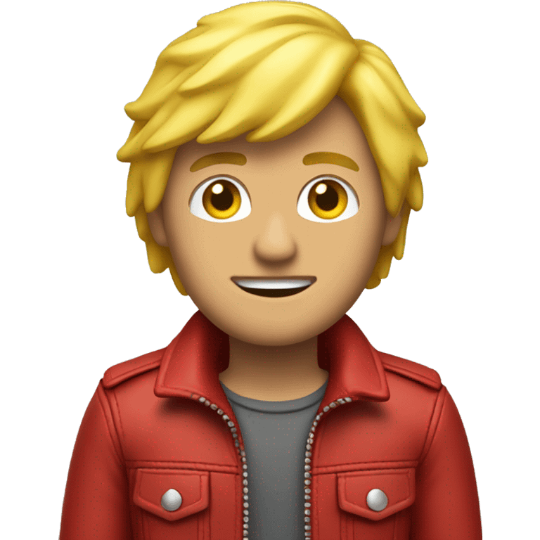 A yellow haired man wearing a red leather jacket who doesn't care about tidying up emoji