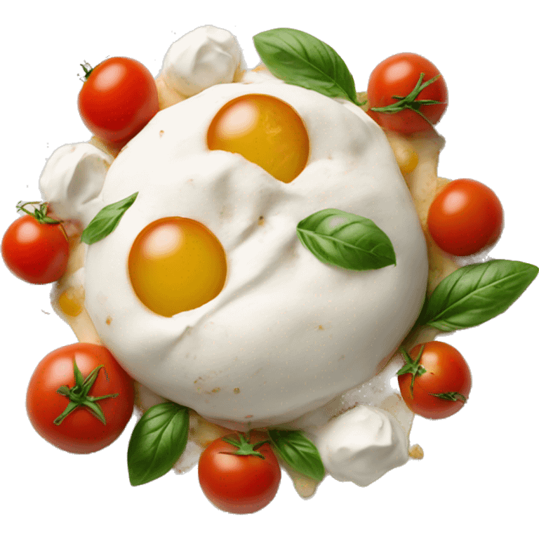 buratta with tomatoes on a plate emoji