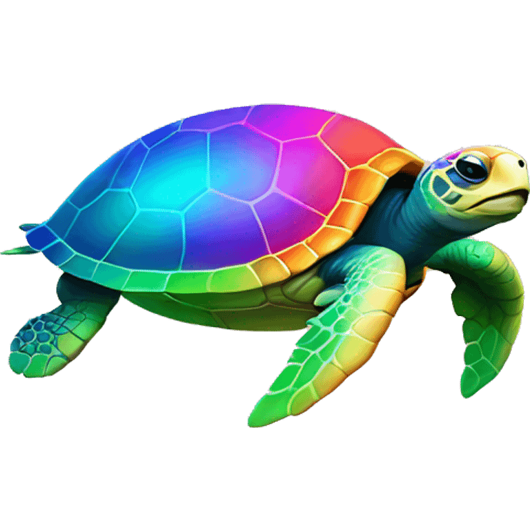 neon rainbow sea turtle emoji