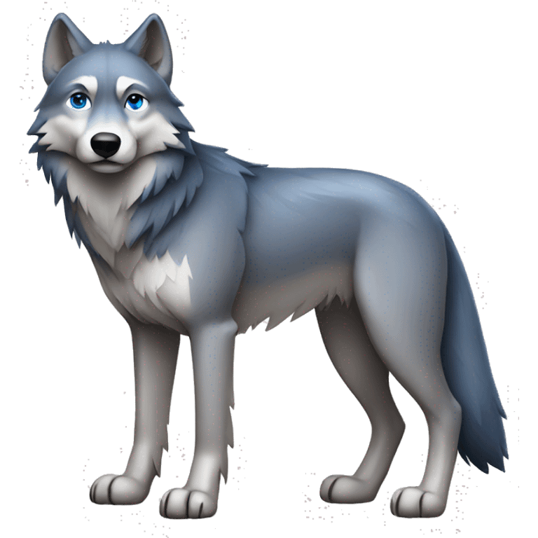 Grey wolf with darker points, and blue eyes. full body emoji