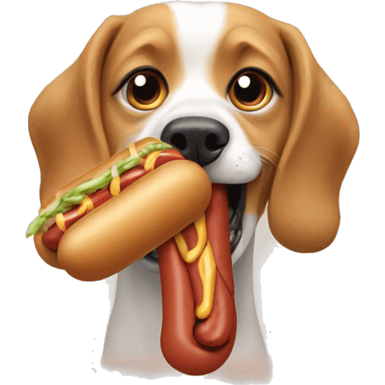 Dog sucking a hotdog emoji