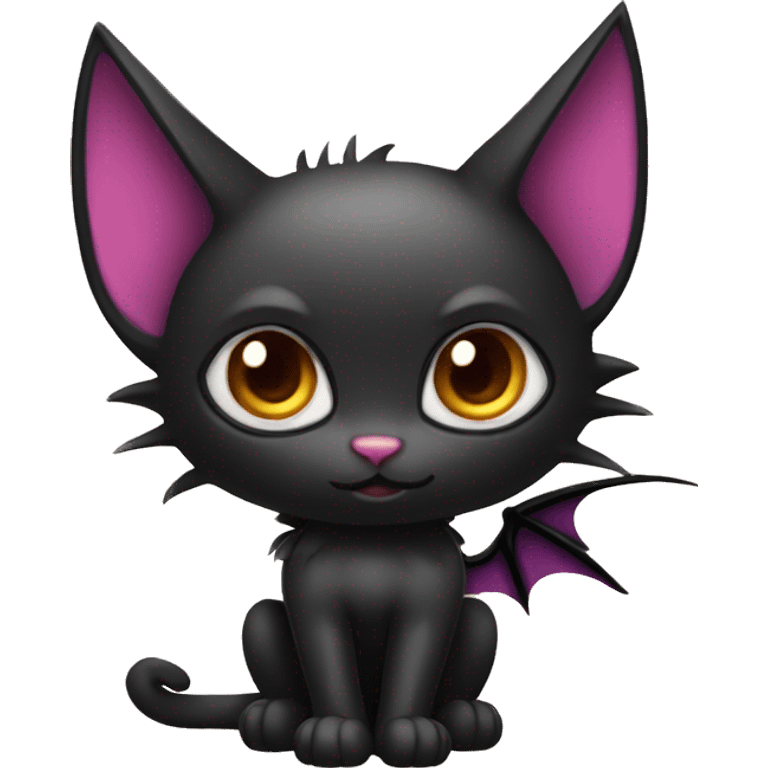 Black-Vampire-Batty-Cat-Fakémon-Cat With Bat-wings as ears  emoji