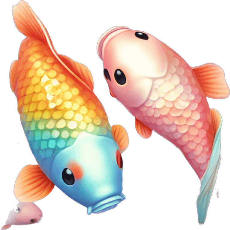 Kawaii bedazzled iridescent koi fish  eachother  emoji