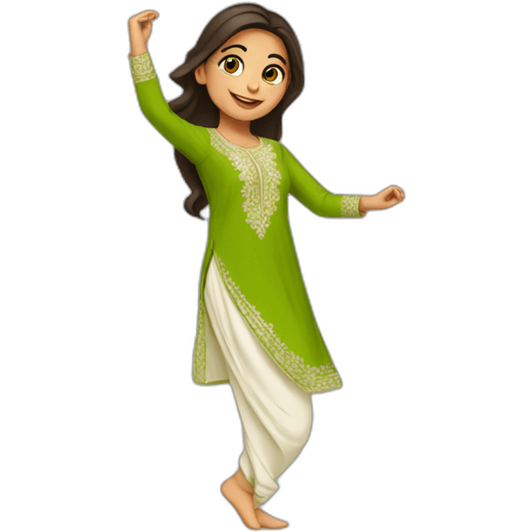 a pakistani girl wearing shalwar kameez dancing emoji