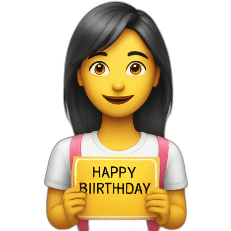 Person holding a sign that says “Happy Birthday Priya” emoji