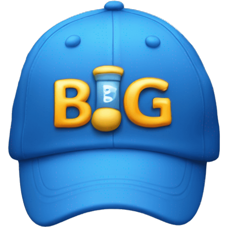 a blue cap where its written "Big Deal" on the front just the cap emoji